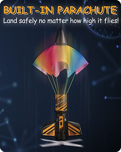 SainSmart Jr. Rakete Spielzeug mit Fallschirm, bis 61 m (Schwarz) – Ansicht 2