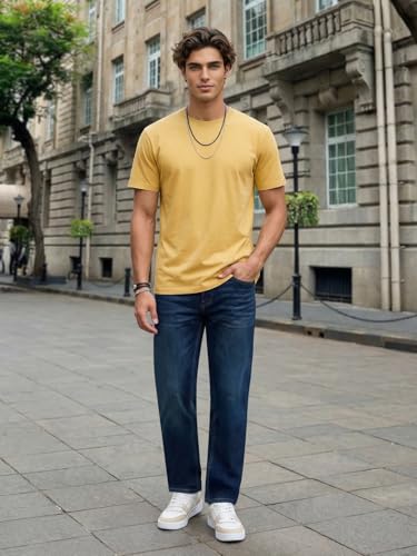 Image of Urbano Fashion Men's Relaxed Fit Washed Denim Jeans Non-Stretchable
