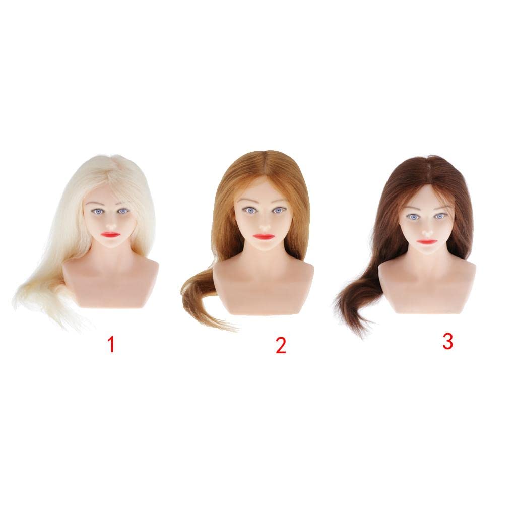 TISHITA Haarstyling Kopf Trainingskopf Frisierkopf Kosmetologie Puppenkopf mit Glattem Waschbarem Und Nicht Haarendem Haar für Damen Schüler Zuhause Salon, Beige