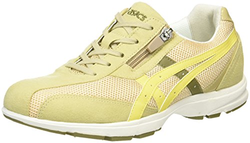 クッションスニーカー ファスナー付き ハダシウォーカー ワイド レディース ベージュ/イエロー725 22.0 cm 3E