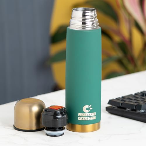 Image of Clay Craft Vacbott Terra Royal Double Walled|18 Hours Hot and 24 Hours Cold Vacuum Insulated|Thermosteel|Flask Bottle 1000 ml|Steel Bottles for Travelling|BPA-Free|BIS Certified|1Year Limited Warranty