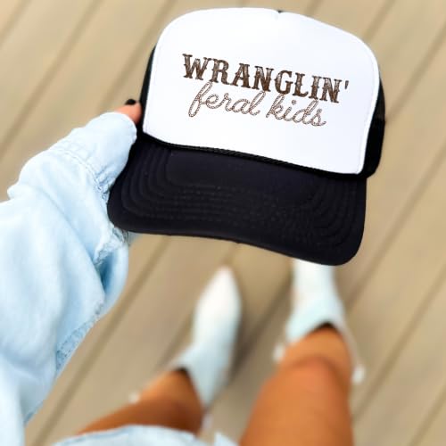 Image of Olive Loves Apple Wranglin' Feral Kids Trucker Hat for Mom and Dad Funny Western Style Cap for Women and Men