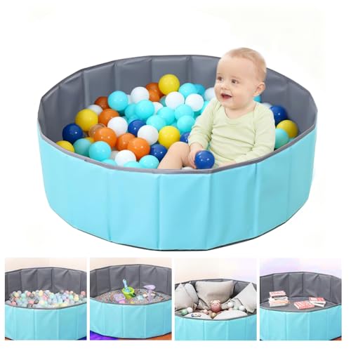 KBIBCK Ball Pit, Foldable Baby Ball Pit, 80 CM Kids BallPit for Children Girls Boys, Nursery Babys Playpen, Portable Baby Round Ocean Balls Pool for Dog Cat Indoor Outdoor, Balls Not Included (Blue)