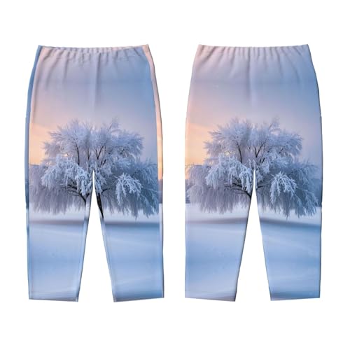 Pajama Pants Pajama Bottoms with Elastic Waistband Sleepwear Lounge Pants, Winter Snow Tree Print3