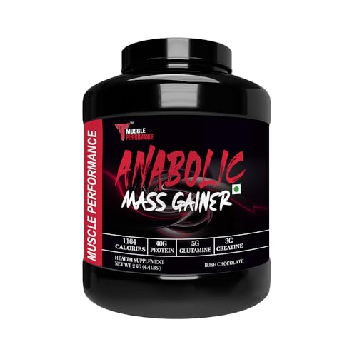 Image of Anabolic Mass Gainer, 2kg, Irish Chocolate | High Protein Carbs, With Creatine, BCAA & Glutamine, Digestive Enzymes, For Muscle Gain & Fast Growth