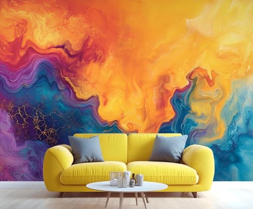 Mural De La Sala De Estar 3D Decoración Del Hogar Color Simple Estudio Del Paisaje Sala De Estar Mural De Fondo De La Oficina-300Cm×210Cm