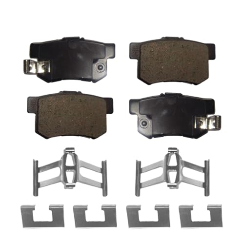 Image of Detroit Axle - Rear Brake Pads for Honda CR-V Element Odyssey Acura TL RDX CL Legend RL Isuzu Oasis Ceramic Brake Pads w /Hardware Replacement
