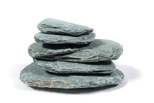 Image of LANDEN River Slate Stone Natural Rocks(18lbs, 3~9 inches,13pcs) for Aquariums, paludariums, Terrariums, Reptile, and Amphibian Enclosures Decorative of Stream's Caves and Caverns