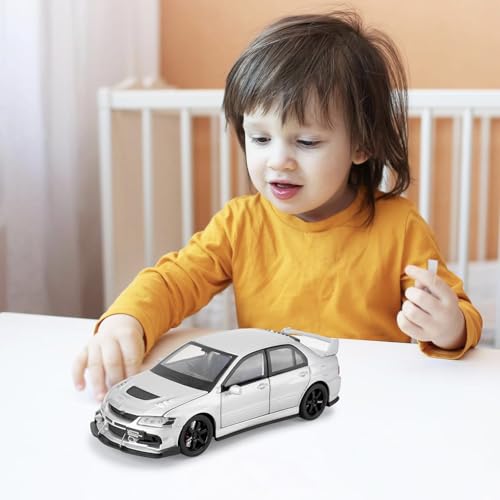 Image of FEXXA Toy Car Compatible for 1:32 Mitsu bishi Lancer Evolution Model, Pull Back Diecast Collectible Car with Sounds & Lights for Kids Boys Girls and Adults, Gift (Silver)