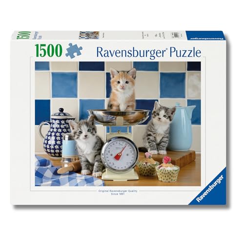 Ravensburger Puzzle 12001708 - Kätzchen in der Küche - Puzzle mit 1500 Teilen für Katzen-Freunde ab 14 Jahren