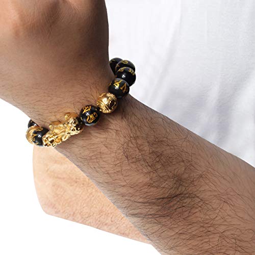 VStoy Black Pi Xiu Bracelet Feng Shui Obsidian Wealth Bracelet for Women Men Adjustable Elastic Send adjustment rope - Image 5