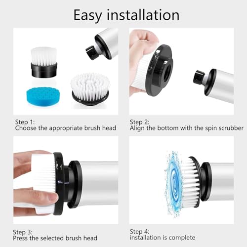 Image of Electric Spin Scrubber Replacement Heads 8 in 1 Cleaning Brush, for Electric Spin Scrubber of ANS-8051A /8050 Power Shower Scrubber,for Household and Heavy Oil Pollution Cleaning Black