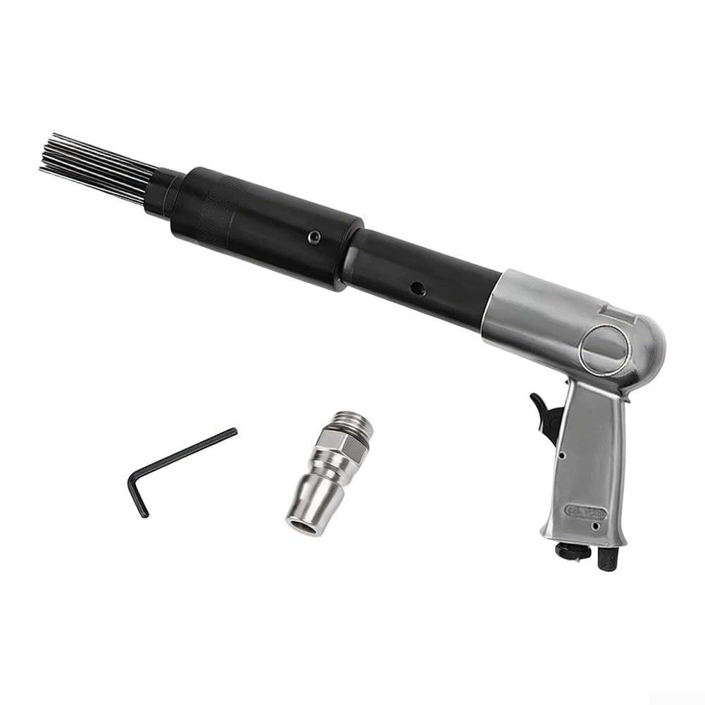 Scaler pneumatico ad ago temprato in acciaio al manganese (370 mm) | 19 aghi in acciaio temprato, 3500 giri/min per l'impatto, rimuove le scorie di vernice ruggine, riparazione automobilistica