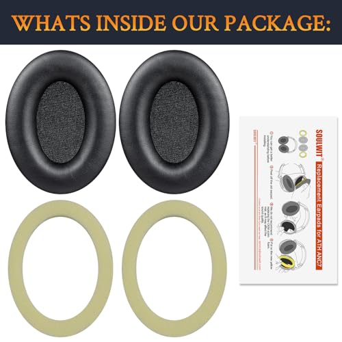 SOULWIT Replacement Earpads para Audio-Technica ATH-ANC7/ANC7B Auriculares, Almohadillas de cuero proteico suave y espuma de alta densidad - Negro miniatura 5
