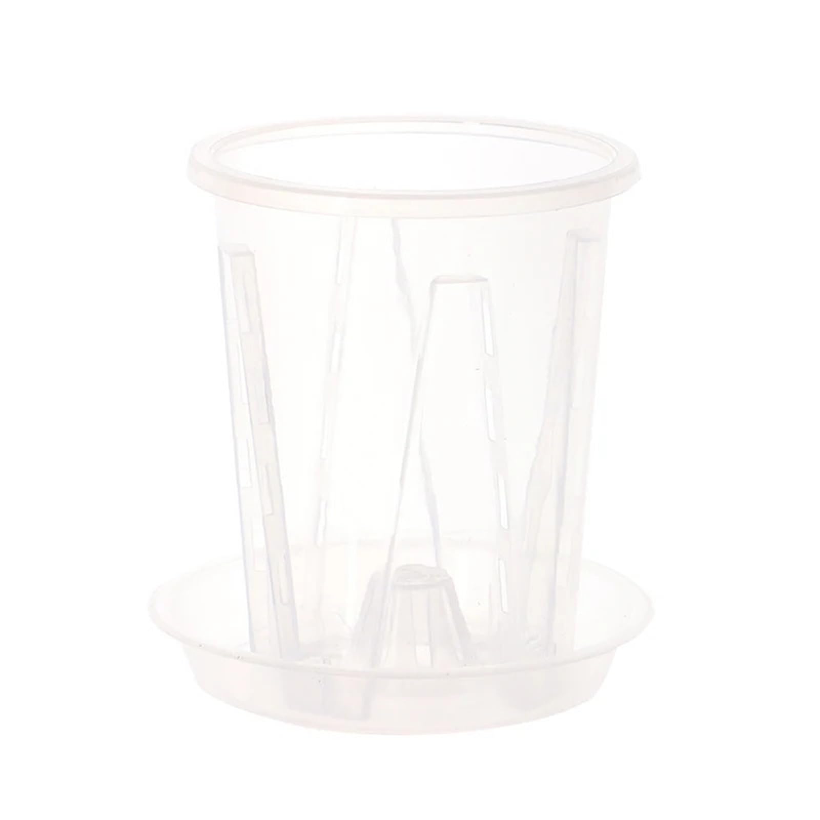 RUWLFE 6Pc Root Control Transparent Flower Pot With Tray For Phalaenopsis Orchid Planting With Stomata Home Gardening Decor for Succulents, Houseplants(12CM)