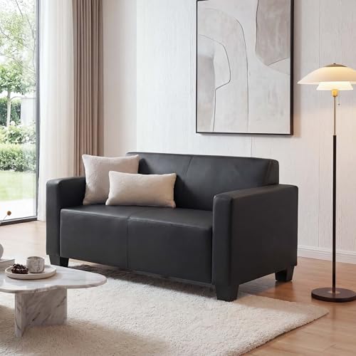Mendler 2er Sofa Couch Lyon Loungesofa Kunstleder - schwarz