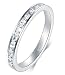 BORUO 2MM 925 Sterling Silver Ring, Cubic Zirconia CZ Wedding Band Stackable Ring