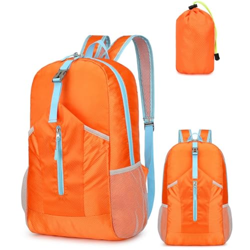 25L Foldable Backpack for Hiking, Camping, Travel & Gym – Nylon Splash-Proof Daypack with Breathable Wide Shoulder Straps, Weighs Only 180g（Light Blue）