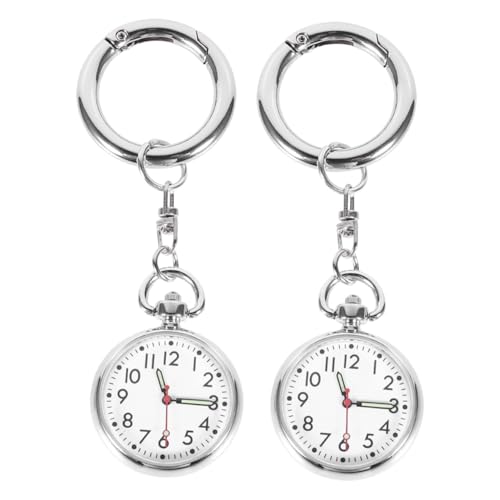 MOKKHNB 2個 ナース向け胸掛け式キーリングウォッチ 耐久性素材使用 軽量コンパクト 医療従事者用 や学生にも適したアナログ掛け時計 シル