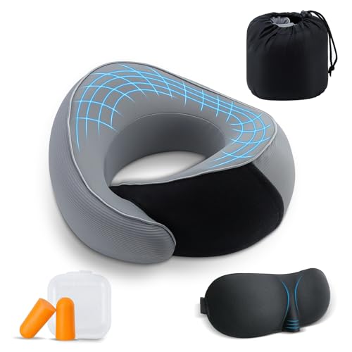 Feelhap Cuscino da Viaggio in Memory Foam,Cuscino Cervicale da Viaggio,Cuscino Aereo Cuscino per il...