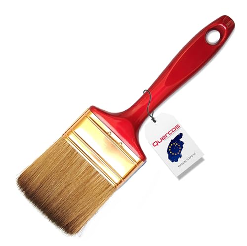 Quercos Pinceau Plat 70 mm – sans Perte de Poils – Pinceau à Peinture Professionnel Parfait pour Peinture, Vernis, lasures et colles – Pinceau Evo-Fibre, Fibres synthétiques