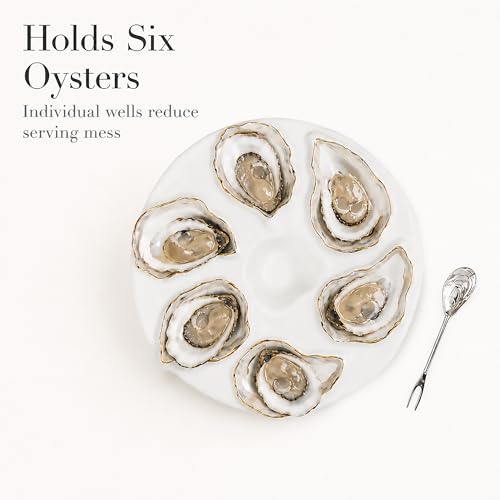 Mud Pie Oyster Server Set; server 10 1/2" dia | spoon 5 1/2" by Mud Pie - Image 2