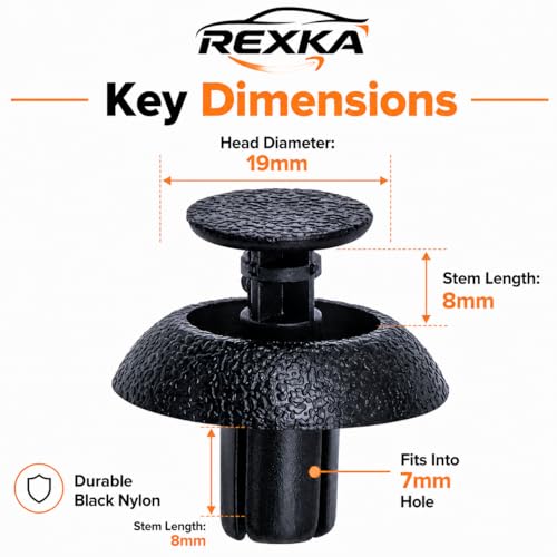 Image of Rexka 51pcs Bumper Radiator Support Splash Shield Fender Liner Engine Grill Retainer Clips 7mm Hole for Toyota Lexus 90467-07211 4Runner Avalon Camry Corolla Prius ES RX NX GX -Trim Panel Body Remover