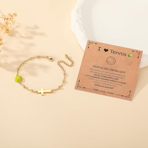 Image of Softball /Volleyball /Soccer /Basketball Football Bracelet for Girls Women, 14K Gold Plated Cross Link Chain Sport Accessories Christian Jewelry Gifts for Teens Team Coach Players