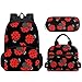 Forchrinse 3Piece Ladybug Backpack for Girls Kids Elementary Middle School Backpack Bookbag with Lunch Box Pencil Bag