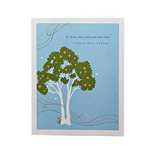 "In Love, One And One Are One." —Jean-Paul Sartre - Positively Green Anniversary Greeting Card #TOP20