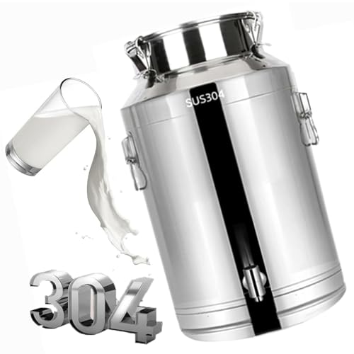 Bidon INOX pour Huile d Olive 10l avec Robinet,Réservoir Scellé en Acier Inoxydable Pots Bidon a Lait pour Pot Seau À Vin Tonneau Boîte À Thé Pot À Produits Laitiers Etc,A-20L