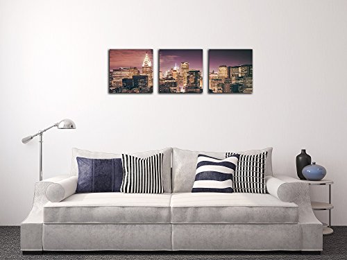 Nan Wind 3 Pieces Modern Canvas Painting Wall Art The Picture For Home Decoration New York Night Skyline Cityscape Landscape Print On Canvas Giclee Artwork For Wall Decor #TOP2