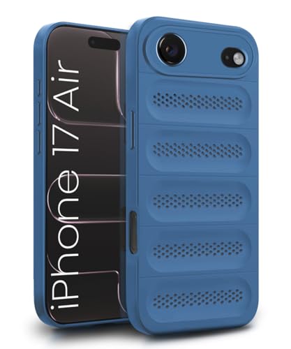 Image of WOW IMAGINE Ultimate Silicone Back Cover Case for iPhone 17 Air | Heat Dissipation Thin Soft TPU | 360 Camera Protection | Breathable Cooling Holes - Deep Blue