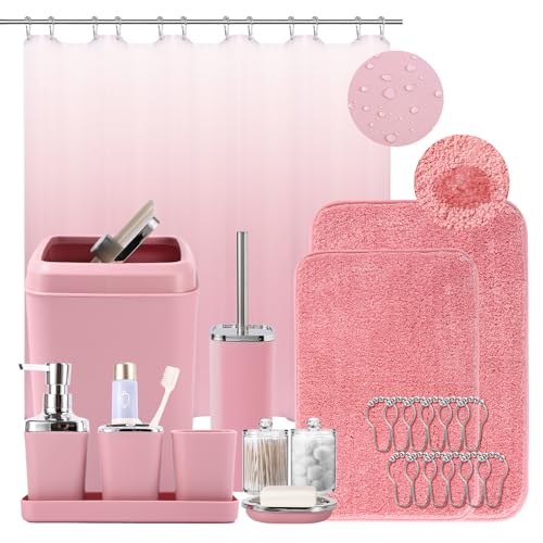 XLHOMO Bathroom Accessory Set–Bathroom Sets with Shower Curtain and Rugs,