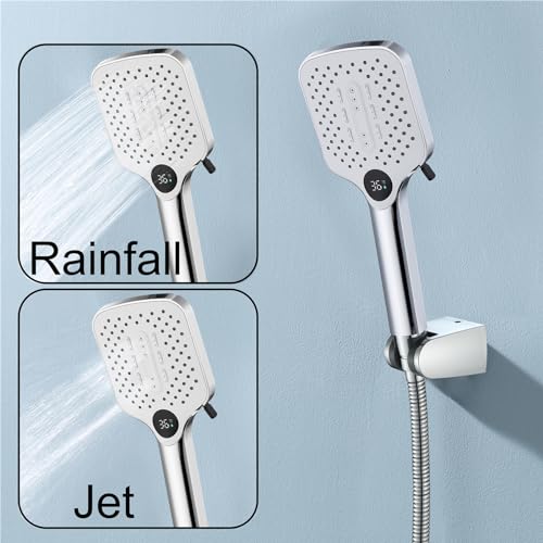 Set de douche YangMY en ABS chromé avec affichage digital de température et flexible robuste - 3