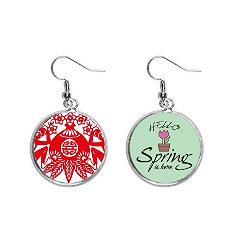 Pendientes de mono del zodiaco chino joyas flores de melocotón colgante decorativo