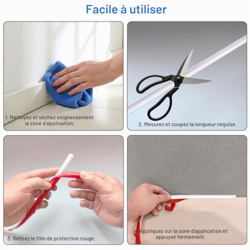 Lifuncren 3 mètres Moulage Flexible en Triangles Auto-adhésive, Adhésif Bandes de Calfeutrage en TPE pour Moulure Plafond, Moulure Adhesive Pour Bords de Murs, Sols, Carreaux, Armoires (Blanc,12x9 mm) – vue 7