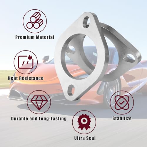 Image of PTEROSAUR Exhaust Flange Gasket,2.25 inch 57 mm 2 Bolt Replacement Exhaust Flange Repair, High Temp Exhaust Gasket