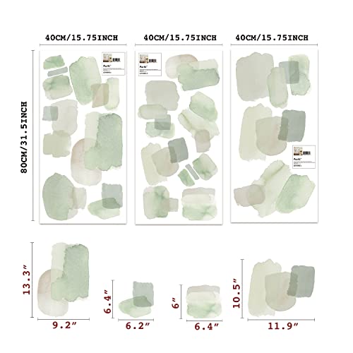 Astrkiz Fabric Wall Stickers, Abstract Green Watercolor Brush Strokes Wall Decals Peel And Stick, Kid Wall Sticker Decals Art Mural Decor Nursery Wallpaper For Kids Bedroom Living Room Playroom #TOP1