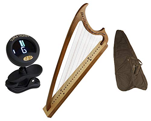 Gothic Harp Package Includes: Ems 29-string Gothic Harp - Solid Walnut + New Gothic Harp Nylon Soft Case For 29 String Ems & Clip-on Chromatic Tuner