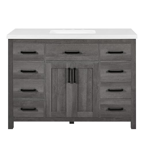 BridgePoint Home Ella Grey Brown Wood 48-Inch Single Bathroom Vanity