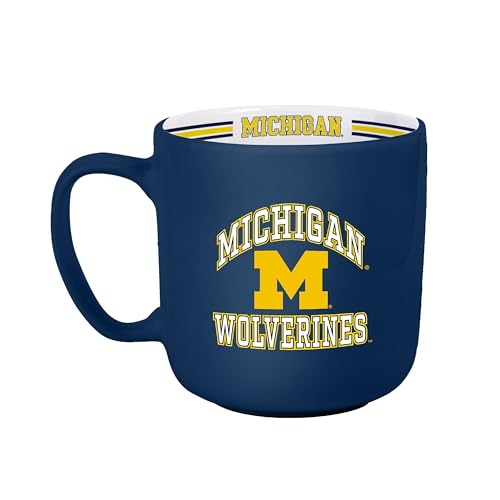 Logo Brands NCAA Michigan Wolverines 15 oz Stripe Coffee Mug 15 Fluid Ounces | Ceramic | Officially Licensed | Vintage Team Logo | Great Gift
