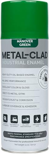 METAL-CLAD Paints For Industry Industrial Enamel, Aerosol Spray Paint - Steel Metal Iron Machinery - 1 Can (Hanover Green) 7-S-1453