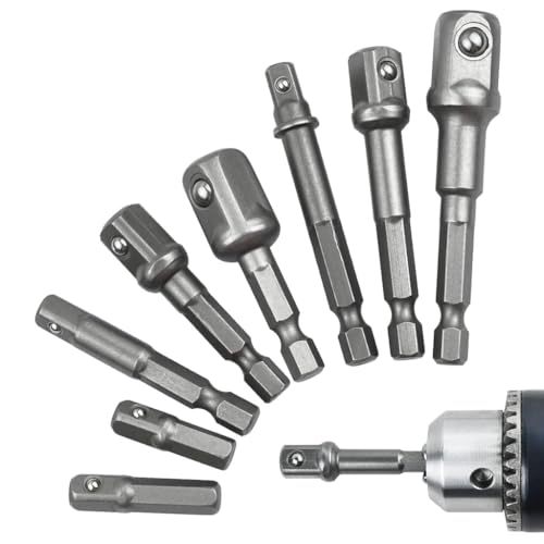 Image of Serplex 8PCS Drill Bit Adapter Set - 1 /4 inch, 3 /8 inch, 1 /2-Inch Hex Shank Impact Socket Adapters for Power Drill