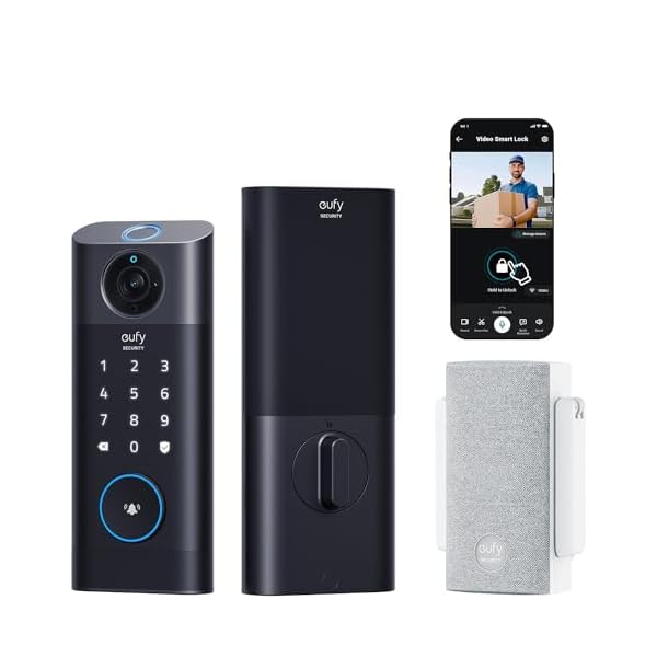 eufy-Security-S330-Video-Smart-Lock-3-in-1-CameraDoorbellFingerprint-Keyless-Entry-Door-Lock-BHMA-WiFi-Door-Lock-App-Remote-Control-2K-HD-No-Monthly-Fee-Dual-Motion-DetectionSD-Card-Required