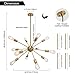 VINLUZ Modern Sputnik Chandelier 12 Light Brushed Brass Mid Century Pendant Lighting Rustic Ceiling Lights Fixtures for Dinning Room Kitchen Foyer