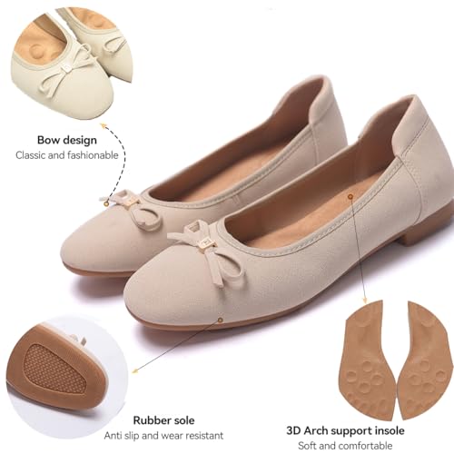 Image of Women's Comfortable Round Toe Bow Ballet Flats Shoes
