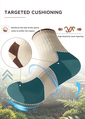 Sports Crew Socks 4 Pack Moisture-Wicking Cushioned Heel High Elasticity for Hiking, Cycling, Running2