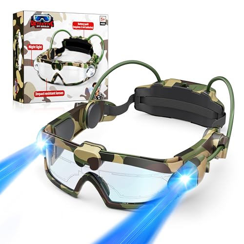 sportsvoutdoors Kids Night Vision Goggles - Adjustable Spy Gear Kids Goggles Toy with LED Light Beams, Cool Glasses for 6-12 Boys Girls Role Play in The Dark