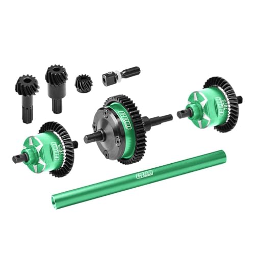 4140 Carbon Steel + 7075 Alloy Front & Centre & Rear Complete Differential for Traxxas 1:16 Mini Maxx 4WD 107154-1 / Mini XRT VXL-3S 108076-1 Monster Truck Upgrades - Green